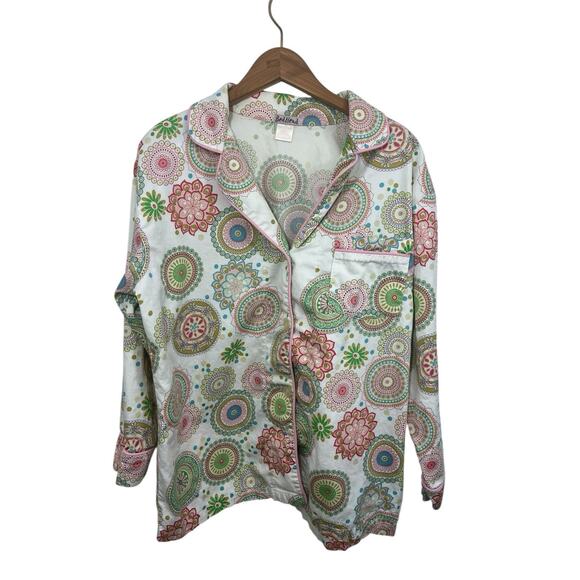 Bed Head Pajamas PJ Button Up Top Women's Large Medallions Whimsy Multicolor - Picture 1 of 12